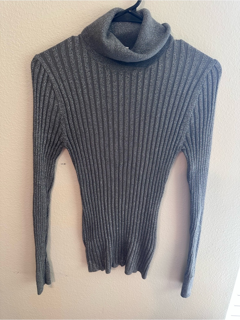 GAP Silver Shimmer Ribbed Turtleneck Sweater Size S